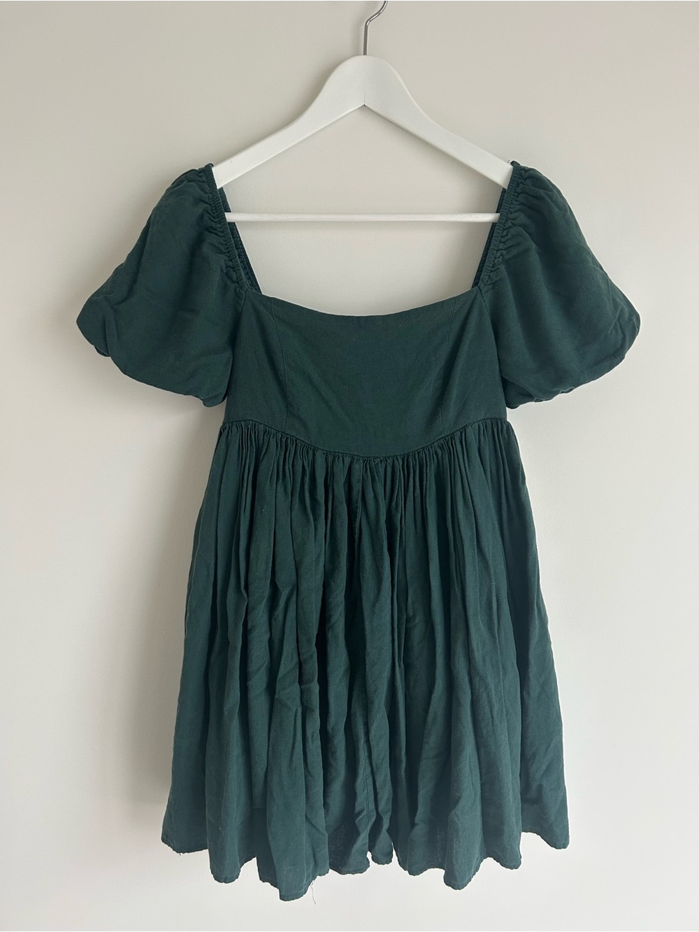 Mable Cottagecore Fairy Flirty Farmhouse Mini Dress Linen Viscose Blend Size M